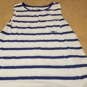 Blue and white striped tank top